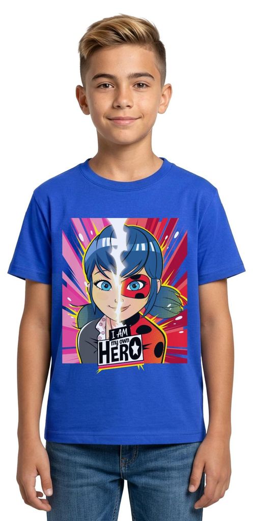 Spreadshirt Miraculous I Am My Own Hero Ladybug Marinette Teenager T-Shirt, 134/146 (9-11 Jahre), Royalblau