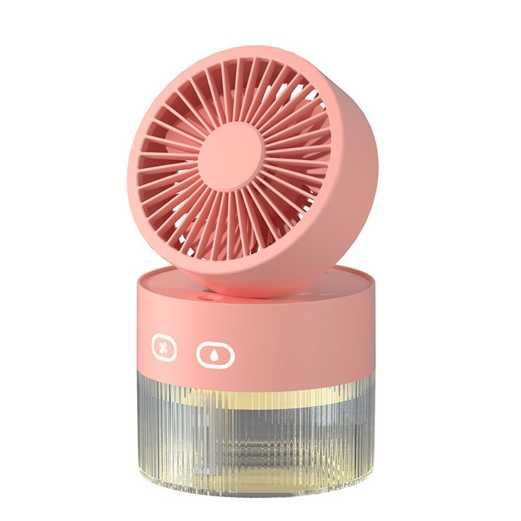 Mini Ventilator mit Kühlen Nebel Licht Tragbarer Ventilator 3 Windmodi 350ml USB Tischlüfter Tischventilator für Schlafzimmer Büro Rosa
