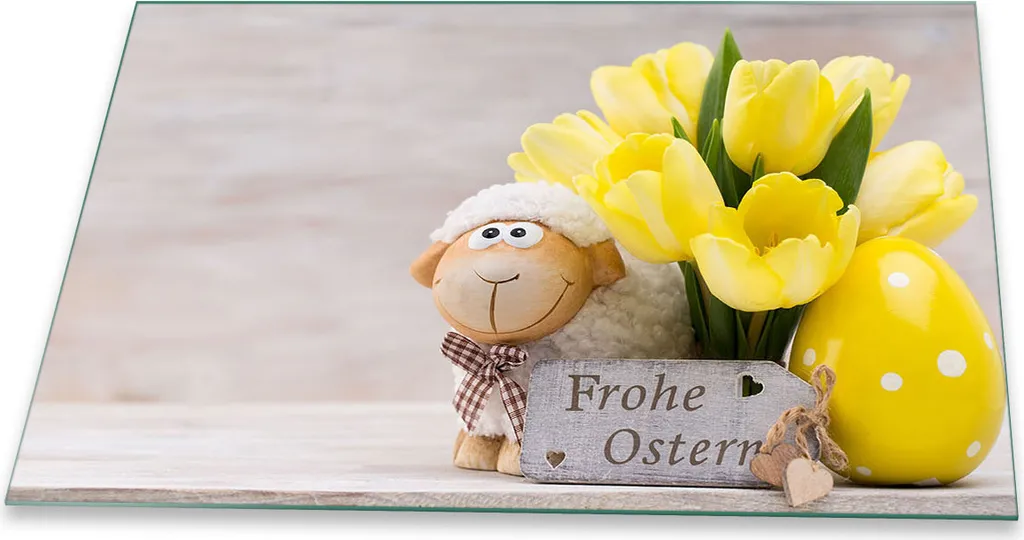 Piastra Vetro 80x52 Copri Fornelli Ceramica - Protezione Fiori Giallo