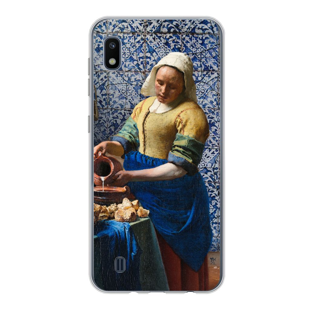 MuchoWow Handyhülle Schutzhülle Hülle für Samsung Galaxy A10 Milchmädchen - Delfter Blau - Vermeer - Gemälde - Alte Meister Silikon Softcas...