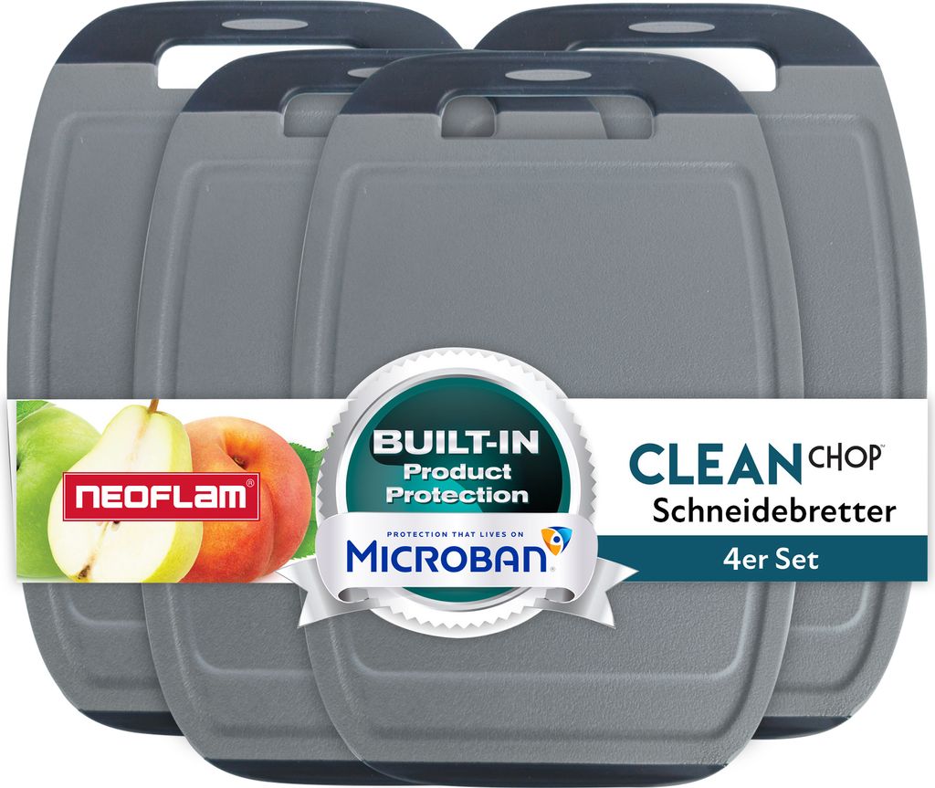 Neoflam - BiJu Antibakterielles Frühstücksbrettchen Set, 4tlg. - Grau/Schwarz