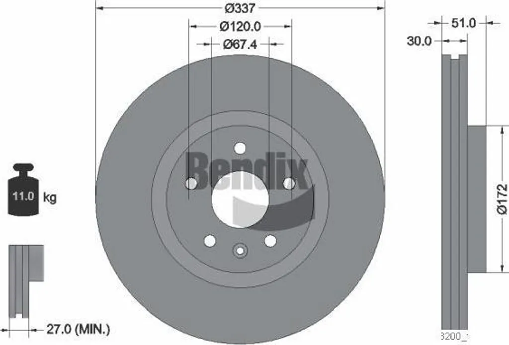 Disque de frein ventilé BDS1502 Bendix compatible Opel Insignia