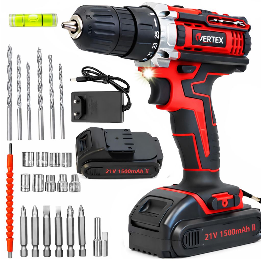 Verteks Trapano avvitatore a batteria, 21 V, set con Immagine del prodotto 
