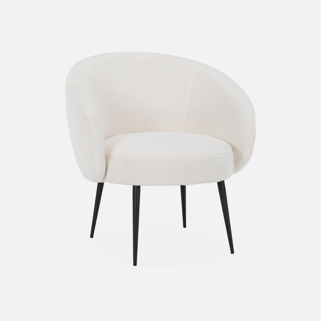 sweeek - Design-Rundsessel mit Bouclé-Bezug - Creme Produktbild 