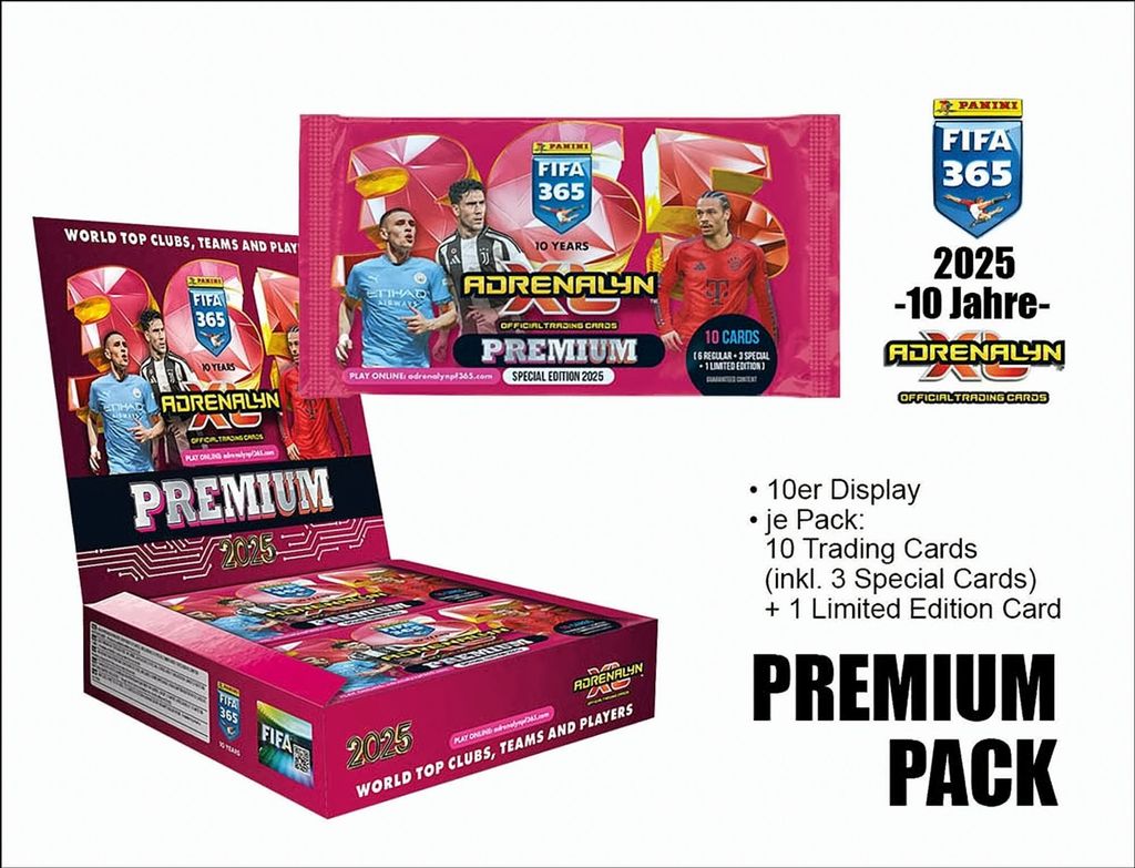 FIFA 365 2024/2025 TC (10 Jahre) Adrenalyn XL – PREMIUM - 10er BOX