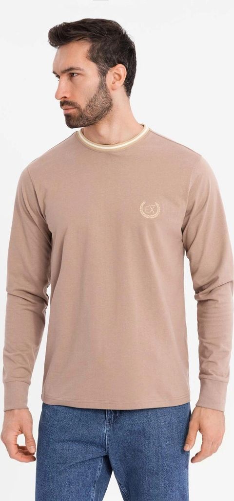 Ombre Clothing Langarm-T-Shirt für Männer Ziia braun M