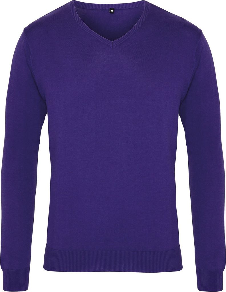 Premier Herren Strick-Pullover mit V-Ausschnitt RW1131 (XS) (Violett)
