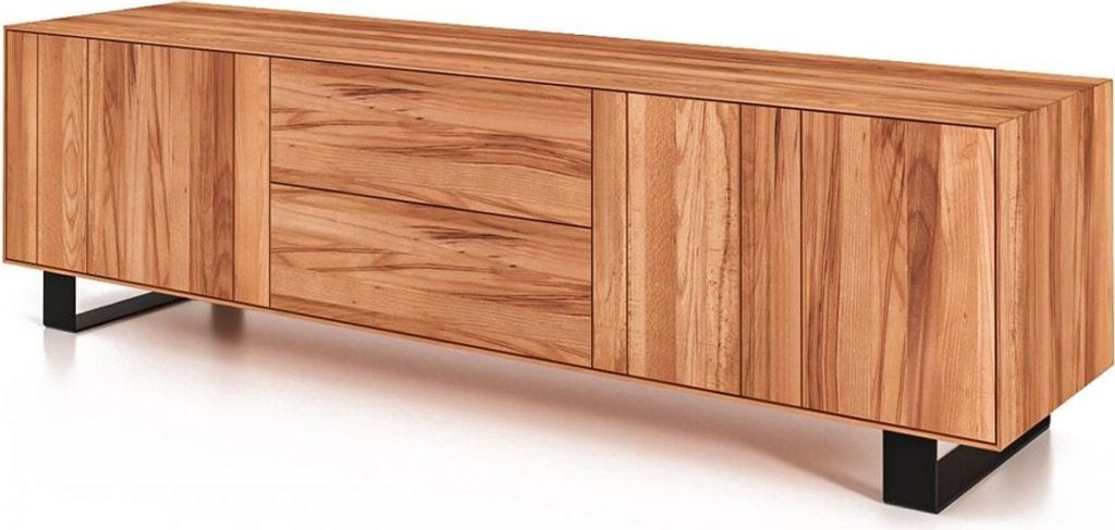 Kommode Leeds Kernbuche massiv 197x50x56 Metallfußgestell 2 Schubladen 2 Türen