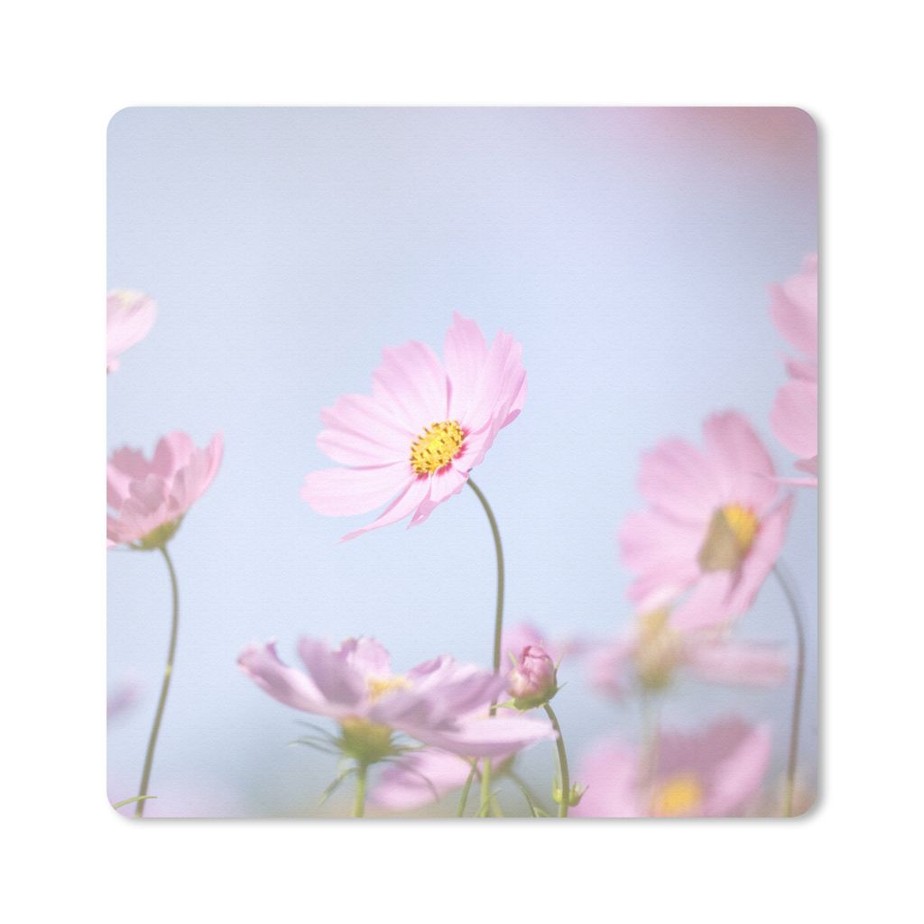 MuchoWow Mauspad Mousepad Blumen - Rosa - Draußen - Natur 30x30 cm - Mousepads - Maus Mat - Pad - Mausunterlage - Gaming