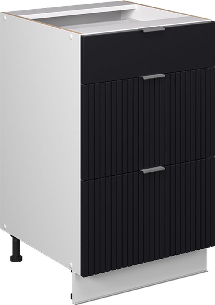 Küchenunterschrank Vicco Fame-Line Schwarz gestreift 50 cm Produktbild 