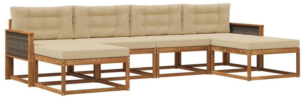 vidaXL Outdoor-Sofagarnitur mit Kissen 6 pcs Natur und Beige