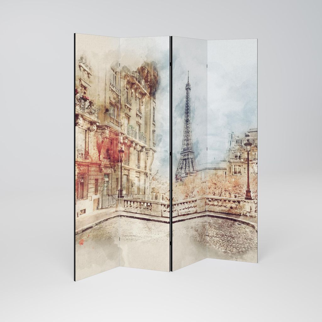 SpaceRebels Paravent Raumteiler - 4-teilig Raumtrenner, Druck 1-Seite - Raumtrenner - Trennwand Wohnung - Room Divider - Spanische Wand Deko Modern...