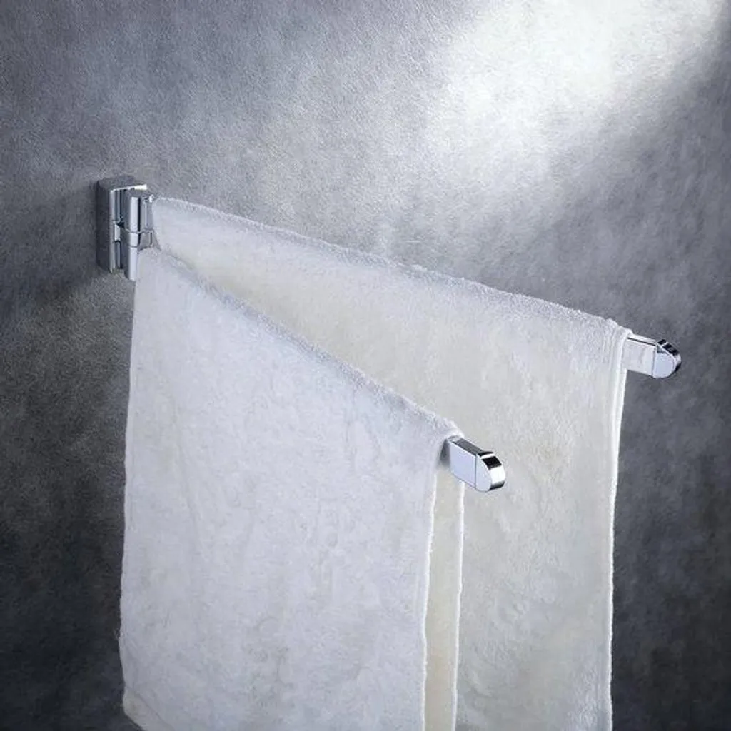 Double porte-serviette inox mural pour optimiser le séchage des bains