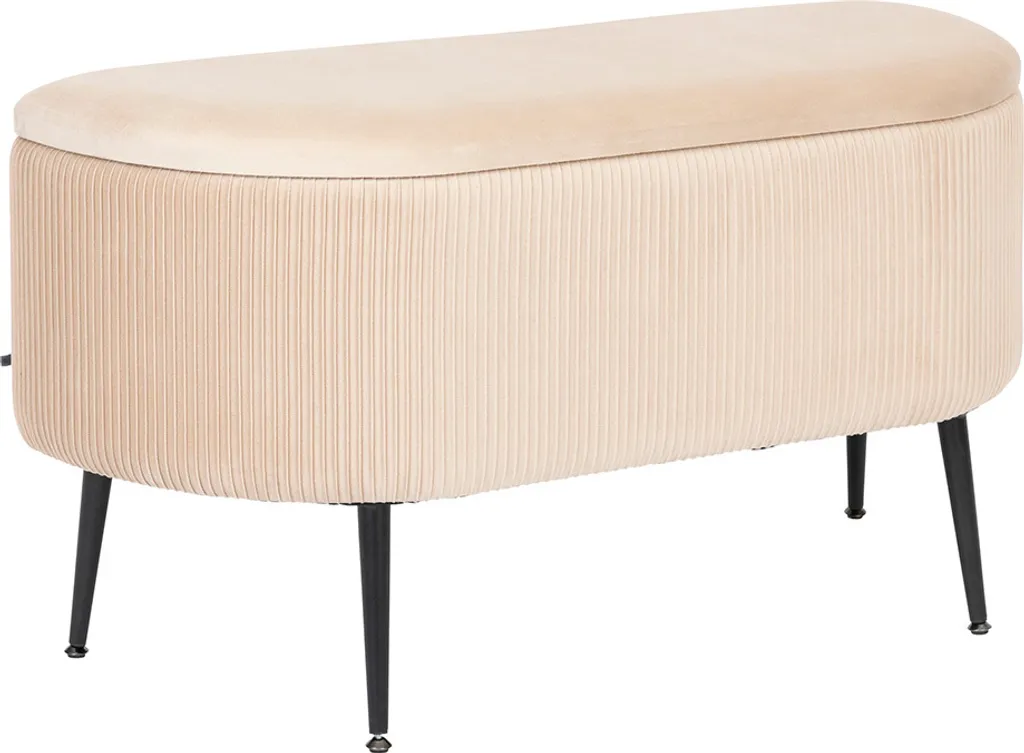 Hocker en velours côtelé Juliette beige - Assise d'appoint confort