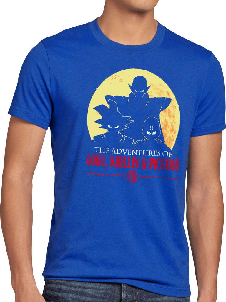 style3 The Adventures of Goku Krillin and Piccolo Herren T-Shirt, Größe:5XL, Farbe:Blau