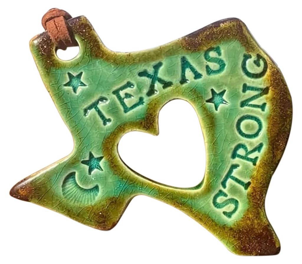 Texas Strong Ornament Herzförmiges Segenssymbol für Flutopfer, Taschengebetanhänger mit Karte, Geschenk für Einwohner von Texas und Katastrophe...