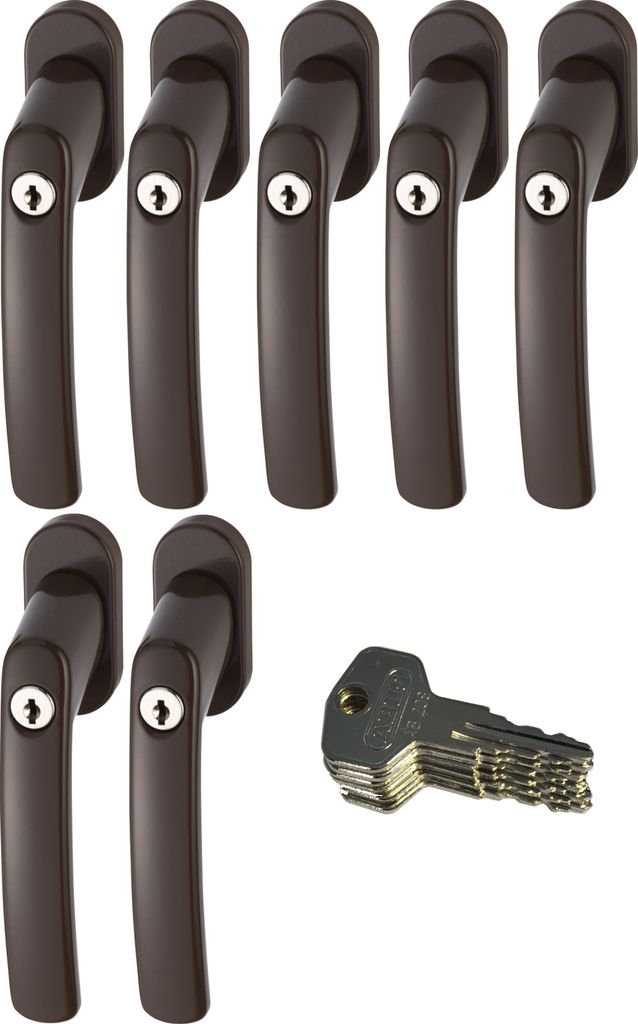 ABUS FG200 B SB abschließbarer Fenstergriff, braun im Set 7 Stück