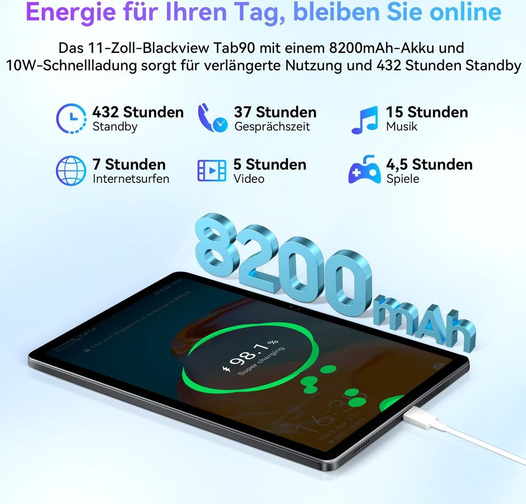 Tablet Blackview Tab 90 11 cali, tablet Android 14, 24 GB Zdjęcie produktu 6