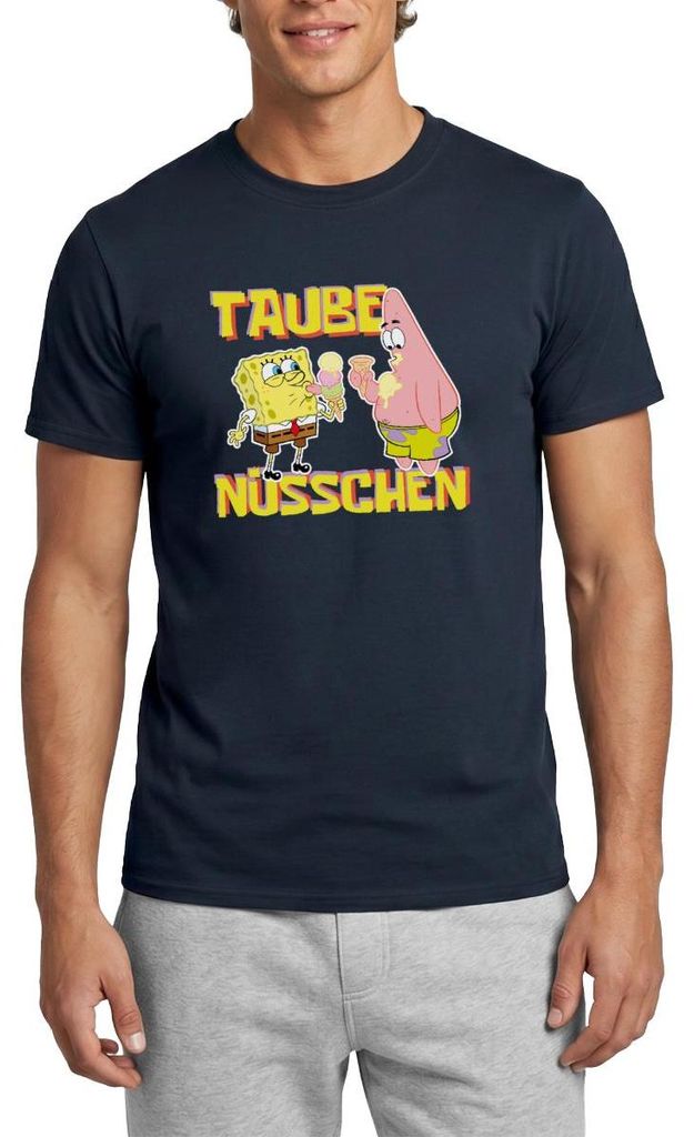Spreadshirt SpongeBob Schwammkopf Taube Nüsschen Patrick Eis Männer T-Shirt, XL, Navy