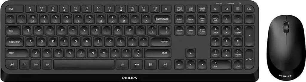 Pack Clavier et Souris Sans Fil Philips 3000 SPT6307B/31 Design Noir