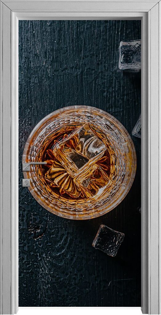 Tür Selbstklebende 90x210 cm Türfolie Türtapete Klebefolie - Whisky Glas