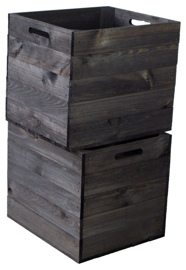 2er set Holzkiste schwarz lasiert passend für Kallax und Produktbild 