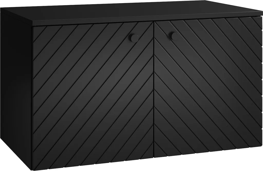 Mobilier de Salle de Bain Orlando Noir - Meuble de Rangement 80x44cm