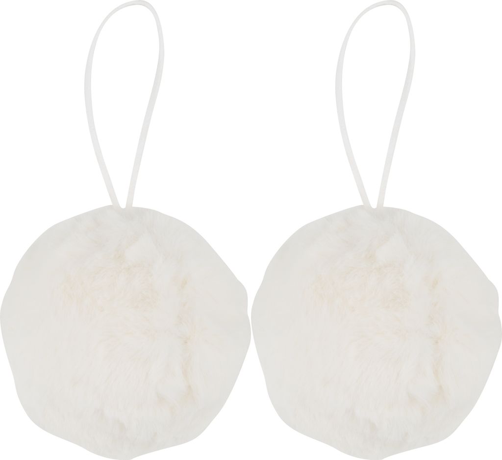 Othmar Decorations Plüsch Kugel Filis 9 cm 2er Set Kuscheliger Deko Ball Weiß