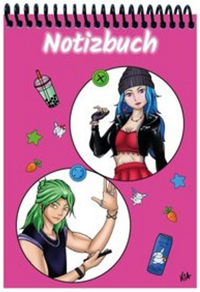 A 5 Notizblock Manga Quinn und Enora, pink, liniert