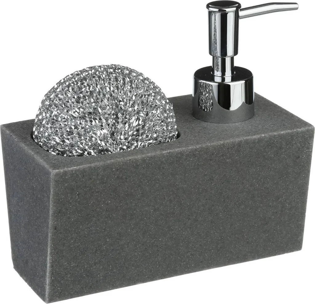 Dispenser Sapone 5five Poliresina Grigio 170ml con Spugna 120052