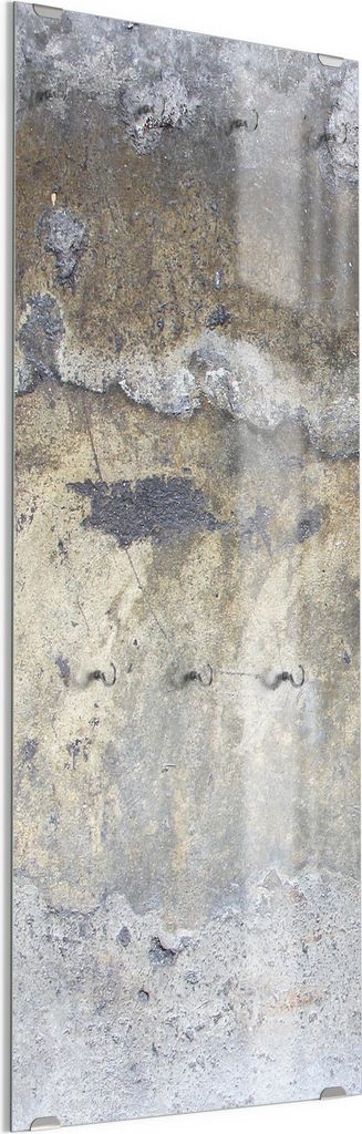 DEQORI Kleiderhaken aus Glas 50x125 cm 'Raue Zementtextur' Wand Garderobe Paneel Haken