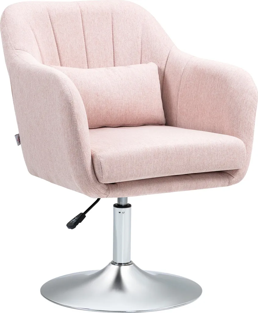 Fauteuil de Salon Grand Confort Pivotant et Pied Métal Chromé Rose