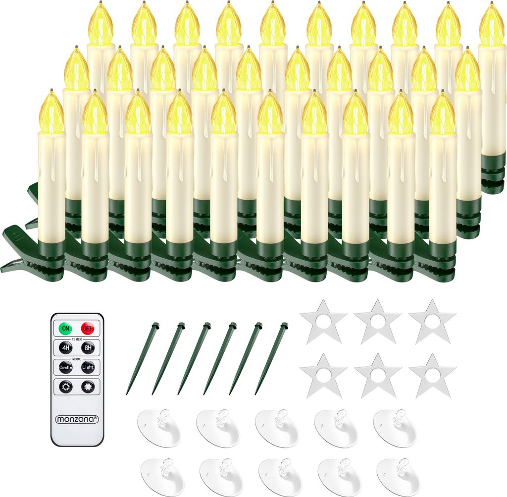 MONZANA® Christbaumkerzen LED Kabellos 30er Set Batterie Produktbild 1