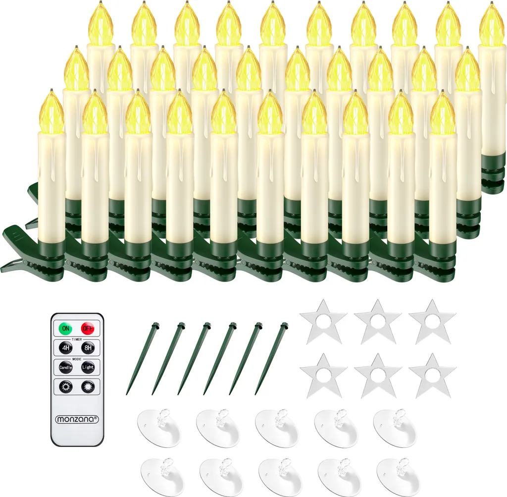 Candele LED Monzana Effetto Fiamma Reale 30 Pezzi con Telecomando