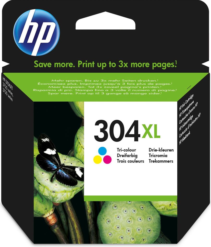 HP original ink / encre N9K07AE, HP 304XL, Tri-color, Image du produit 