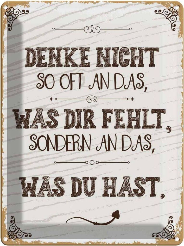 vianmo Blechschild 40x30 cm denke nicht was fehlt sondern Dekoration Spruch Zitat