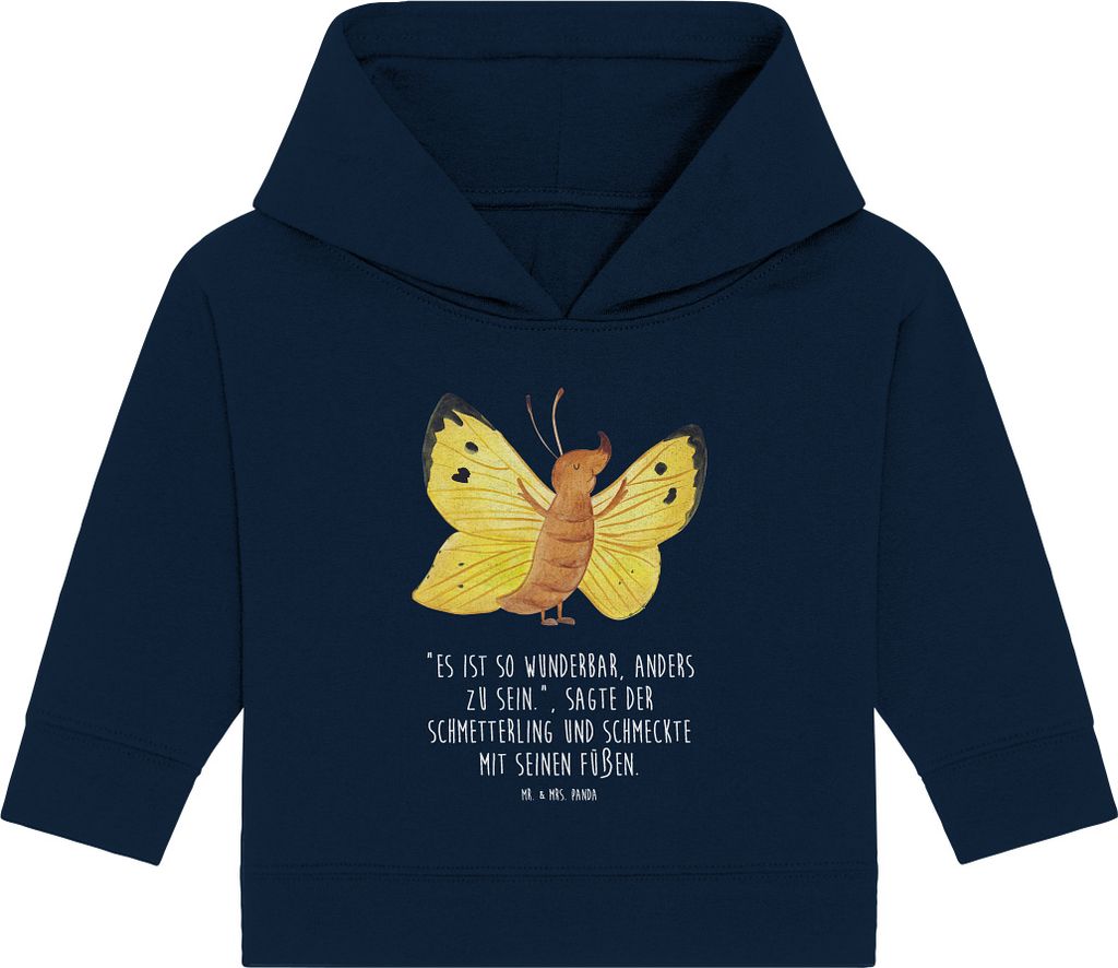 Mr. & Mrs. Panda Organic Baby Hoodie Schmetterling Zitronenfalter 12. - 18. Monat - French Navy - Geschenk, Kapuzensweatshirt, Fakt, Besonders, Mot...