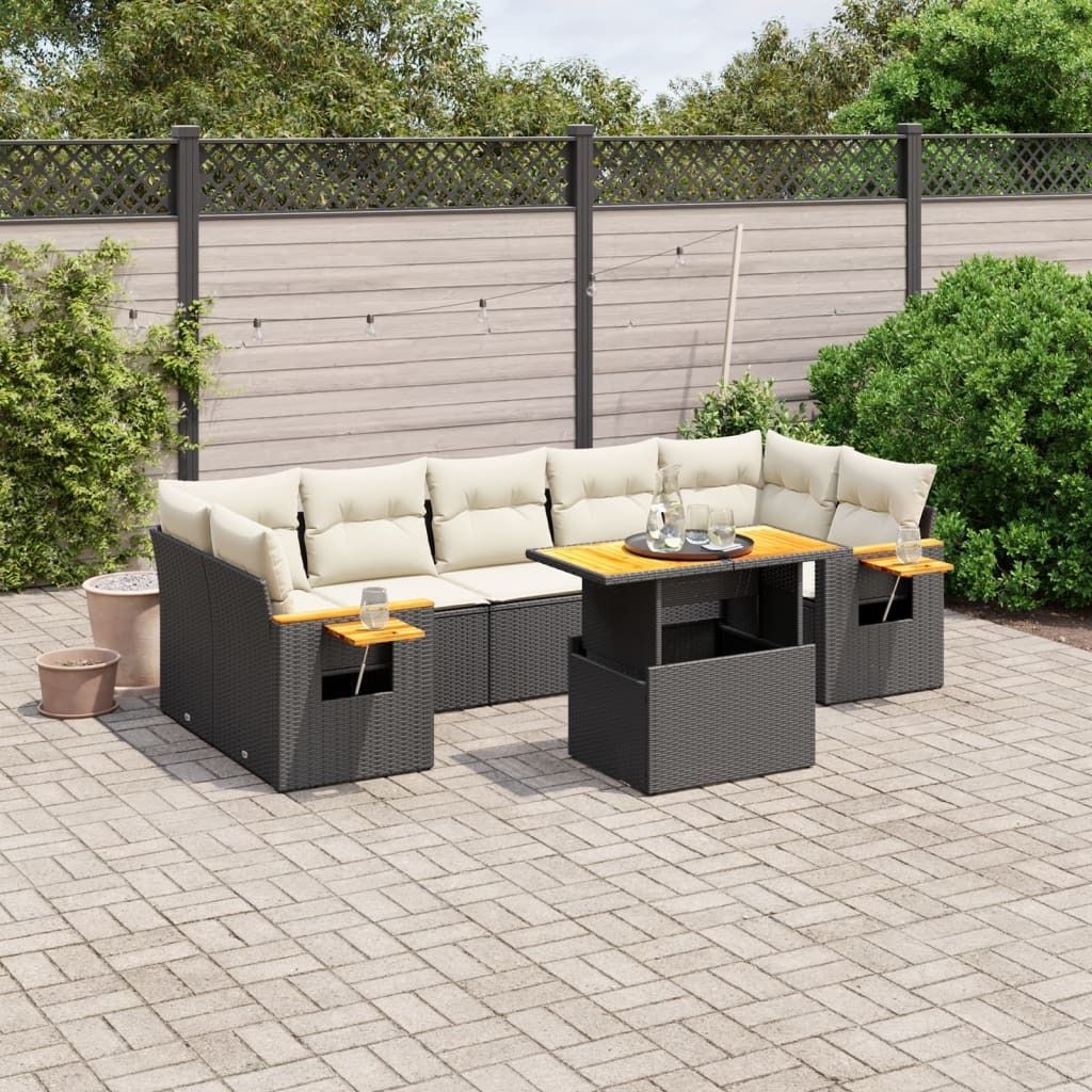 Maison Exclusive - 8-tlg. Garten-Sofagarnitur mit Kissen Schwarz Poly Rattan