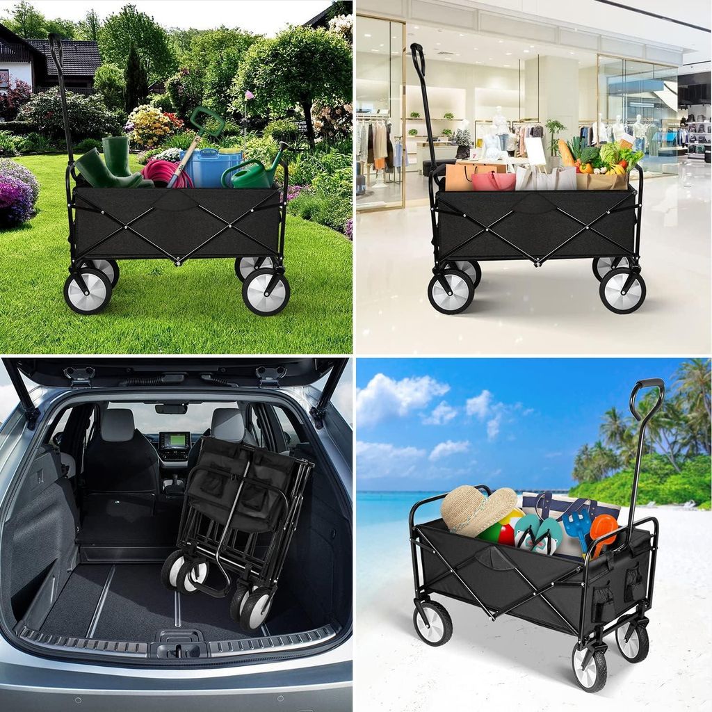 Faltbarer Gartenwagen - Rollend und Stabil - Schwarz