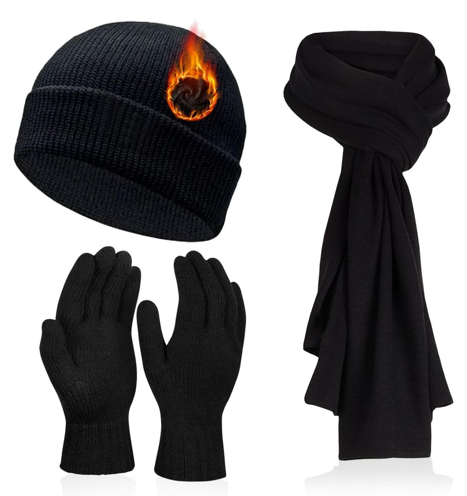 Omgoods - Warm Gebreide Winterset voor Mannen met Beanie, Productafbeelding 