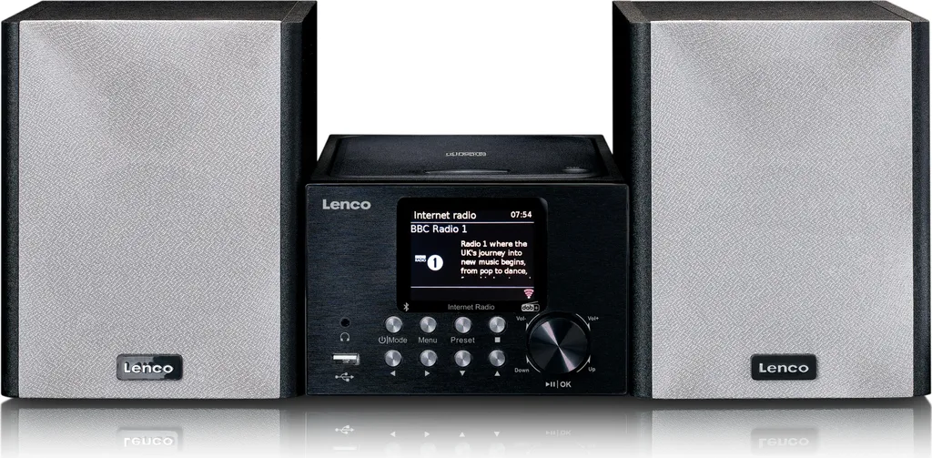 Micro-chaîne Connectée Lenco MC-250BK pour Radio Internet et CD Musique