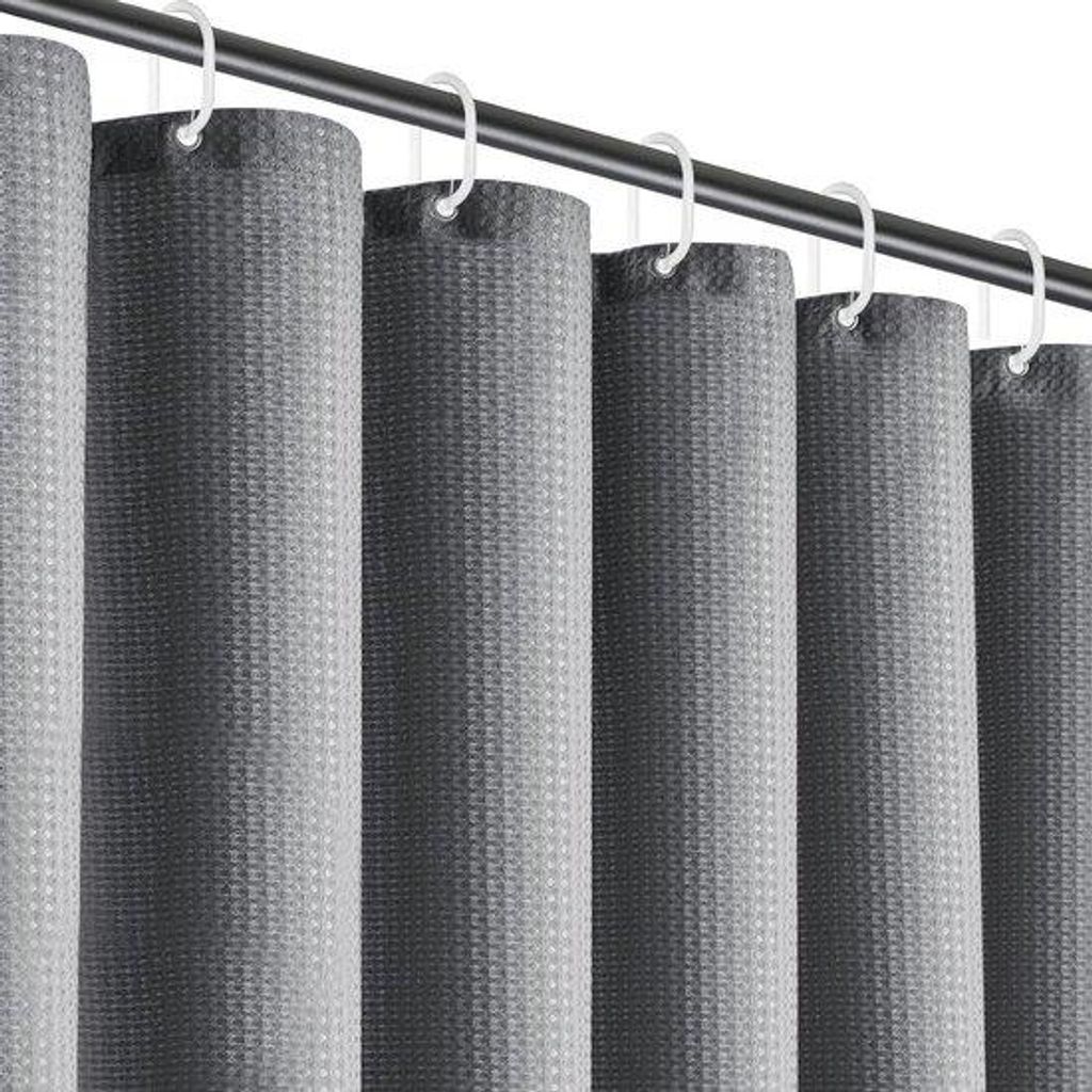 Unyqoos Grauer Duschvorhang mit Waffelmuster und wasserabweisenden Eigenschaften