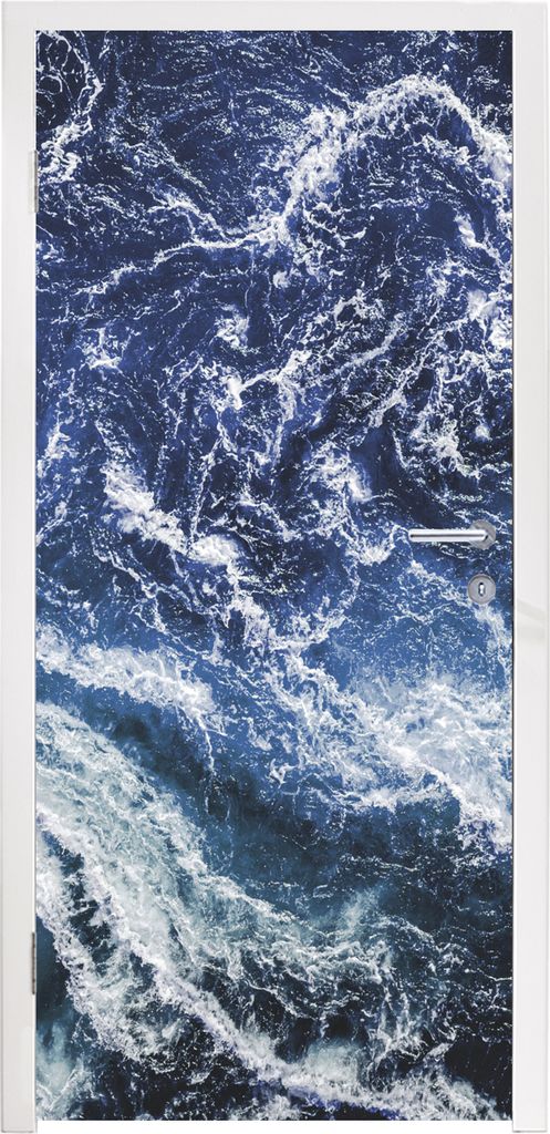 MuchoWow Türtapete Selbstklebende Türfolie Naturstein - Blau - Weiß 90x235 cm Türposter Türaufkleber Klebefolie Türklebefolie - XXL-Plakate...