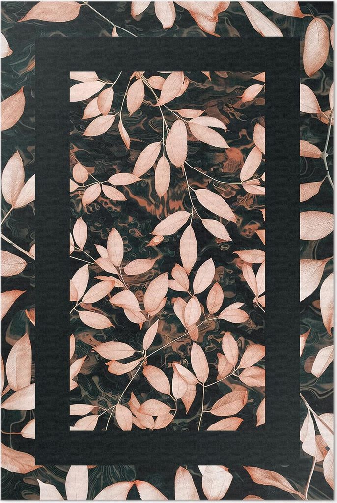 Pflanze Motiv Herbst Blätter Boho Retro – Vinyl Fußmatte – 100x150 cm – Rutschfest, Pflegeleicht & Langlebig