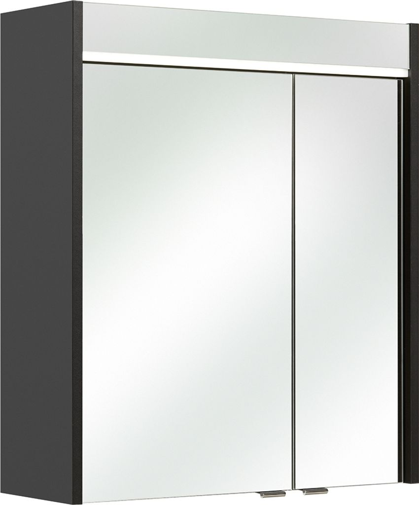 Badezimmer Spiegelschrank 60 cm inkl. LED Beleuchtung in anthrazit, B/H/T: ca. 60/70/20 cm