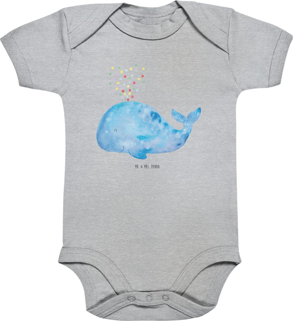 Mr. & Mrs. Panda Strampler Baby Wal Konfetti 12. - 18. Monat - Heather Grey - Geschenk, Motivation, Meer, Babybody, Abnehmen, body baumwolle, Gebur...
