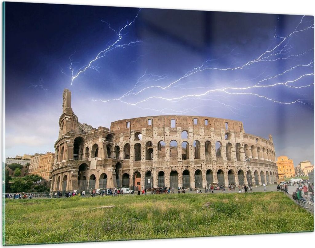 Bilder auf glas - Italien Architektur Kolosseum Tourismus - 120x80cm - Glasbilder - Wandbilder - Kunstdruck - Wanddekoration aus Glas - Glas Bilder...