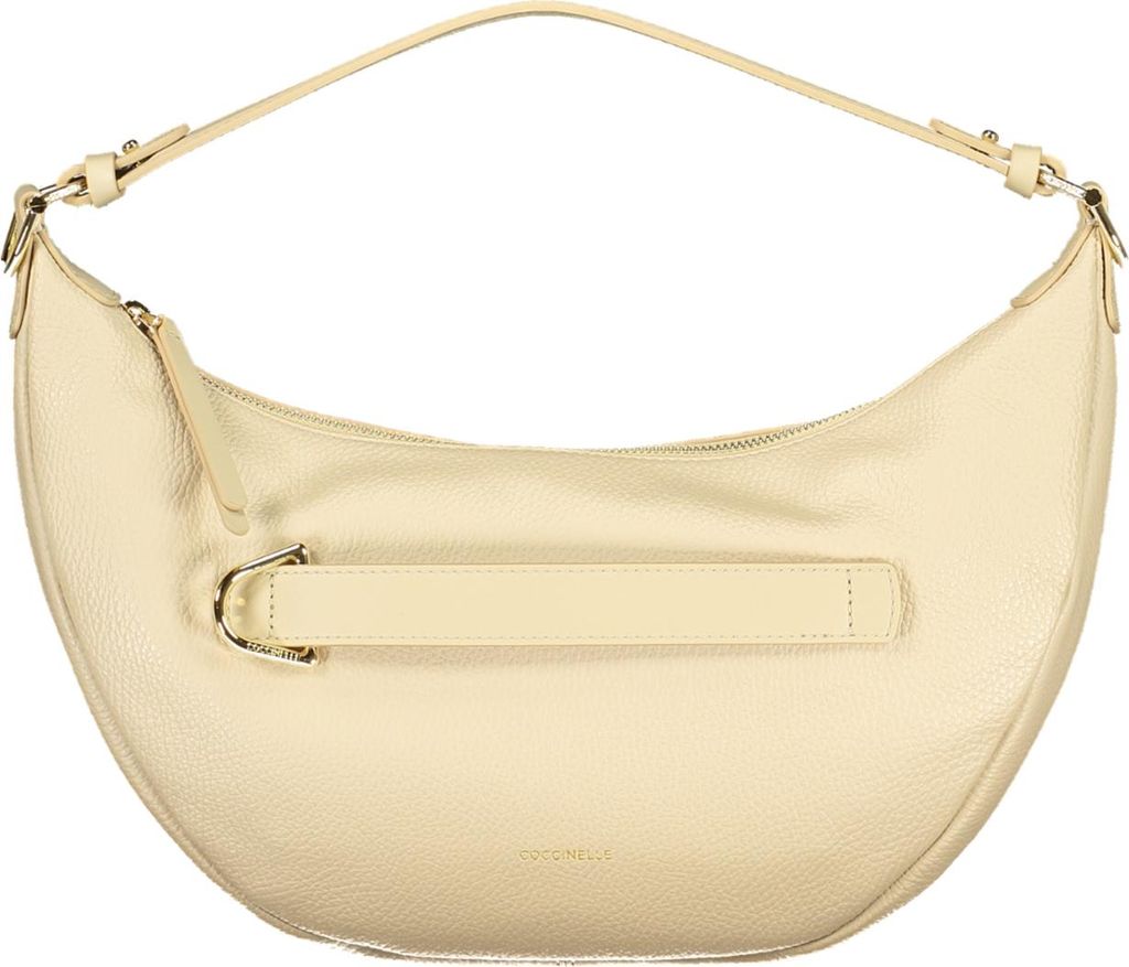 Elegante Beige Damentasche mit Schultergurt und Kontrastdetails