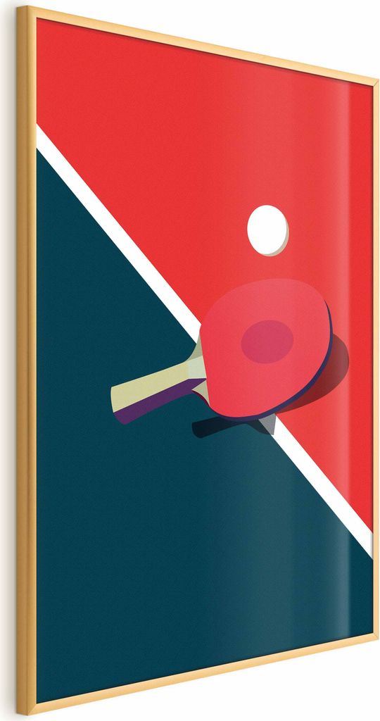 Posterpapier Poster - Table Tennis - Ball and Racket on a Table 40x60 cm Abstrakt i-B-10056-ao-a