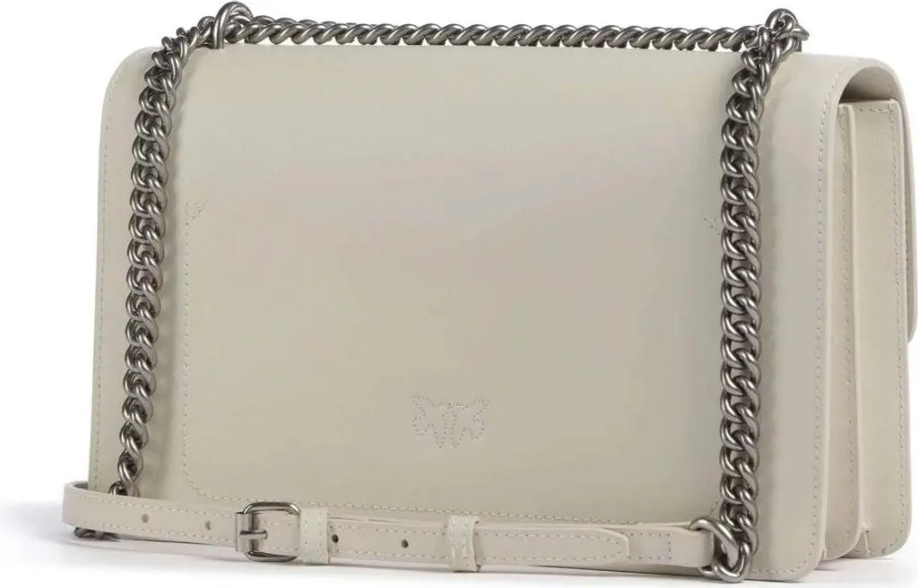 Sac cuir Bianco Seta Pinko Love One Mini - Détails Métal Old Silver